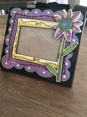 Colorful, whimsical wooden picture frame